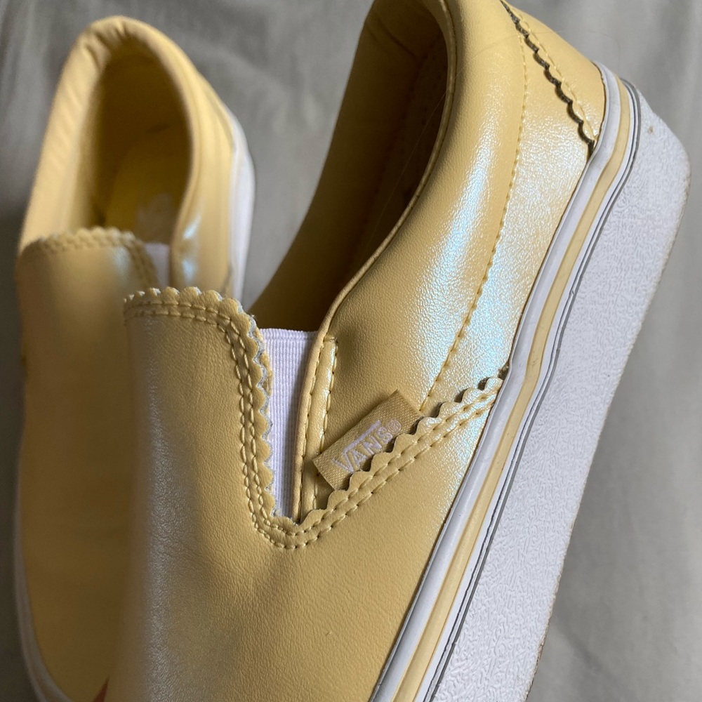 yellow iridescent slip on vans
